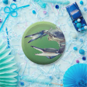 大きい青カニが付いている紙皿 ペーパープレート (パーティー)