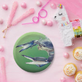 大きい青カニが付いている紙皿 ペーパープレート (パーティー)