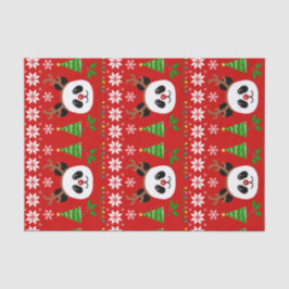 大きい顔のパンダの漫画のクリスマスの(雄ジカの)枝角 薄葉紙