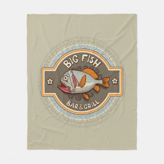 大きい魚のバー兼グリルポスター フリースブランケット (正面)