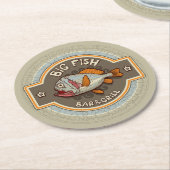 大きい魚のバー兼グリルポスター ラウンドペーパーコースター (アングル)