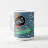 大きい魚は小さい魚を食べます コーヒーマグカップ (正面左)