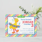 大きい鳥のストライプのな誕生日 招待状 (スタンド正面)