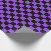 大きい黒と紫の小切手の折り返し紙 ラッピングペーパー (角)