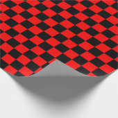 大きい黒と赤の小切手の折り返し紙 ラッピングペーパー (角)