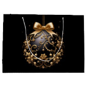 大きい黒と金のクリスマスオーナメント ラージペーパーバッグ (裏面)