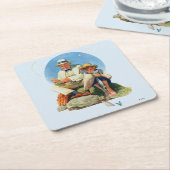 大きい1つをつかまえること スクエアペーパーコースター (アングル)