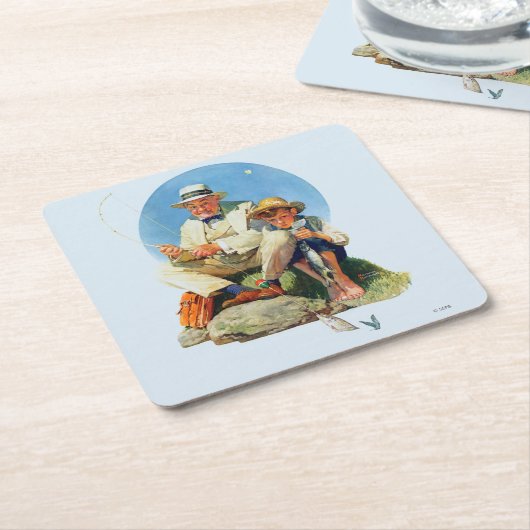 大きい1つをつかまえること スクエアペーパーコースター (アングル)