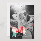 大きい1枚の写真グリーンと赤の格子弓で結ばれた格子柄 シーズンカード (正面)