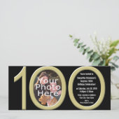 大きい1-0-0匹の金ゴールドのパーティの招待状 招待状 (スタンド正面)