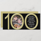 大きい1-0-0匹の金ゴールドのパーティの招待状 招待状 (正面/裏面)