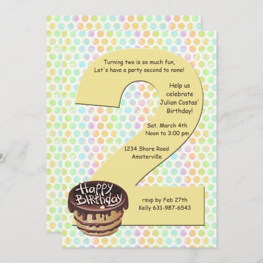 大きい2つの誕生日のパーティの招待状 招待状 (正面/裏面)