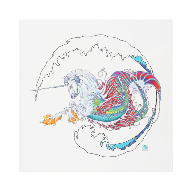 大きい2017年にミンクの巣のHippicornの金属の絵を描くこと メタルプリント (正面)