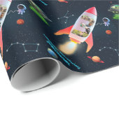 大きい3枚(写真あり) | 3rd誕生日宇宙ロッケ ラッピングペーパー (ロールコーナー)