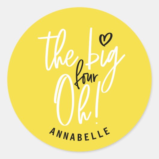 大きい4ああ！40歳の誕生日パーティーのお願いギフト ラウンドシール (正面)