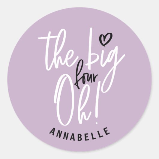 大きい4ああ！40歳の誕生日パーティーのお願いギフト ラウンドシール (正面)