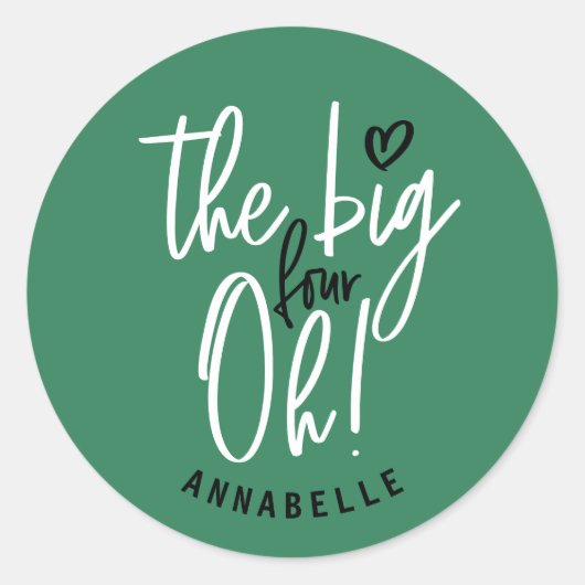 大きい4ああ!40歳の誕生日パーティーのお願いギフト ラウンドシール (正面)