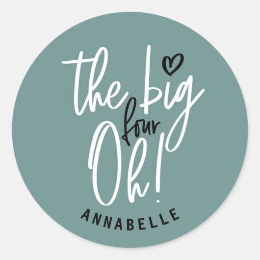 大きい4ああ！40歳の誕生日パーティーのお願いギフト ラウンドシール (正面)