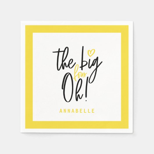 大きい4ああ！40歳の誕生日パーティーの好意のデコ スタンダードカクテルナプキン (正面)