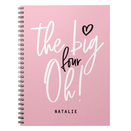 大きい4ああ!40歳の誕生日パーティーピンクガーリー ノートブック (正面)