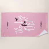 大きい4ああ!40歳の誕生日パーティーピンクガーリー ビーチタオル (正面)