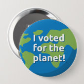 大きい4インチのボタン – 気候に投票 缶バッジ (正面&裏面)