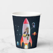 大きい4枚(写真あり) | 宇宙ロケット4th誕生日 紙コップ (正面)