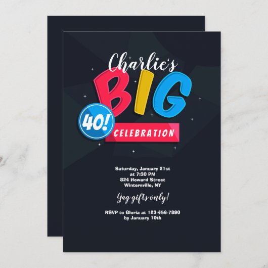 大きい40招待状 招待状 (正面/裏面)