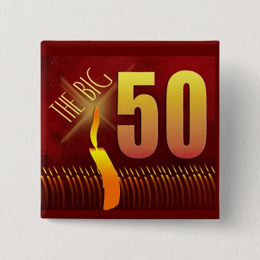 大きい50の誕生日ボタン 缶バッジ (正面)