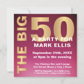 大きい50金ゴールドの効果|の誕生会 招待状 (正面)