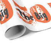 大きい50、誕生日、黒、白のオレンジ文字 ラッピングペーパー (ロールコーナー)