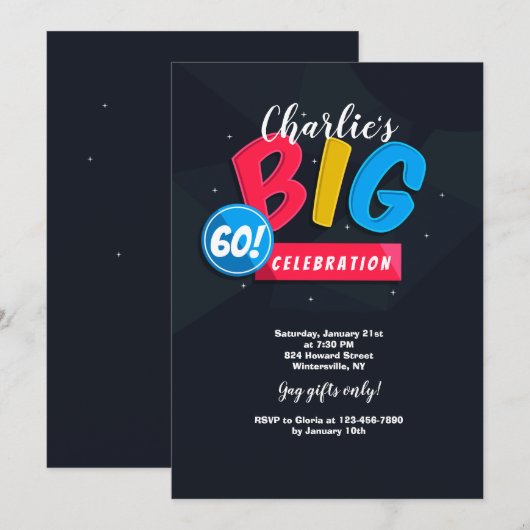 大きい60招待状 招待状 (正面/裏面)