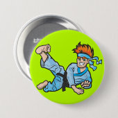大きい、空手の子供が付いている7.6 cm (3")の円形のバッジ 缶バッジ (正面&裏面)