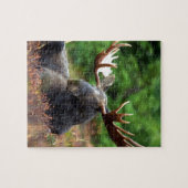 大きい(雄ジカの)枝角を搭載する美しいアメリカヘラジカ ジグソーパズル (横)