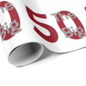 大きい「50'、誕生日、赤、白の白い文字 ラッピングペーパー (ロールコーナー)