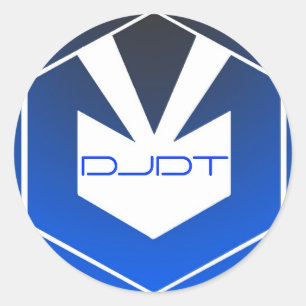 大きいDJDTの青いステッカー ラウンドシール