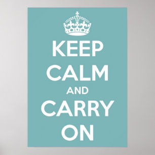 大きいKeep Calm and Carry Onのスカイブルーポスター ポスター
