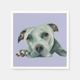大きいOlヘッドピット・ブル犬の水彩画の絵画 スタンダードカクテルナプキン