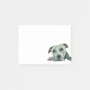 大きいOlヘッドピット・ブル犬の水彩画の絵画 ポストイット