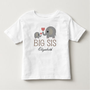 大きいSisの女の子かわいい象のパーソナライズなTシャツ トドラーTシャツ
