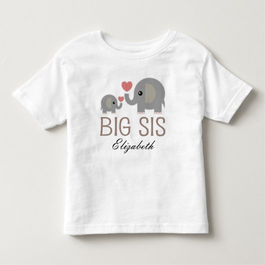 大きいSisの女の子かわいい象のパーソナライズなTシャツ トドラーTシャツ (正面)