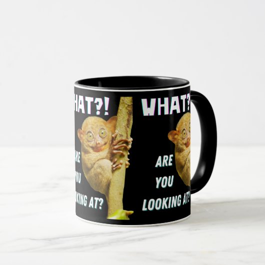 大きおもしろいい目のタルシエー何を見ているか マグカップ (正面右)