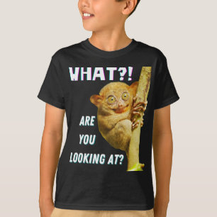 大きおもしろいい目のタルシエー何を見ているか Tシャツ