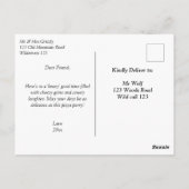 大きおもしろいなピザを持っている願い ポストカード (裏面)