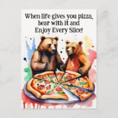 大きおもしろいなピザを持っている願い ポストカード (正面)