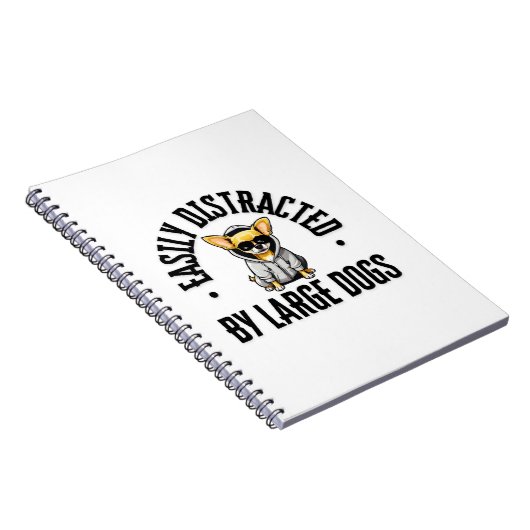 大きおもしろいな犬に容易に気を散らすチワワ犬 ノートブック (右側)