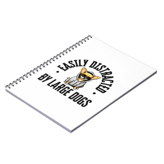 大きおもしろいな犬に容易に気を散らすチワワ犬 ノートブック (左側)