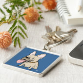 大きおもしろいな舌が突き出たブルドッグ キーホルダー (側面)