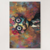 大きお洒落い目とフローラの毛を持つ人型 ジグソーパズル (縦)