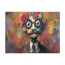 大きお洒落い目とフローラの毛を持つ人型